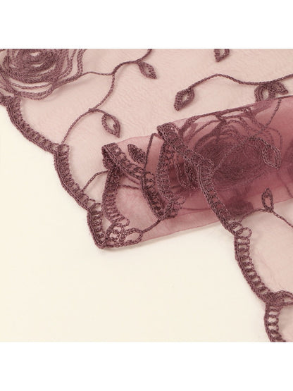 Scarvii - 31.5'' Elegant Rose Embroidered Square Scarf