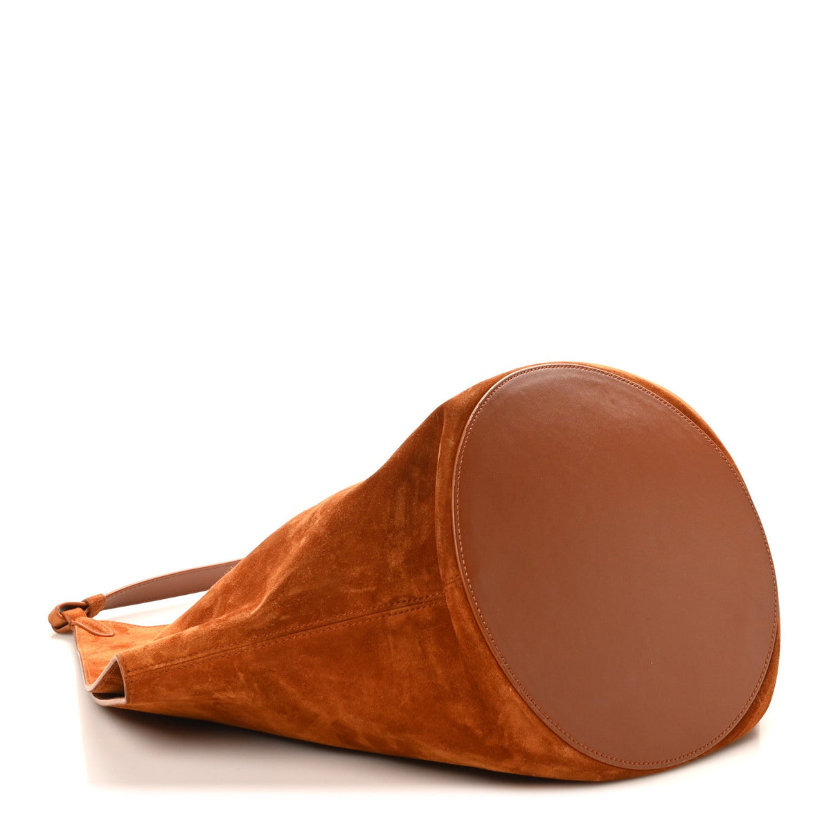 Suede Calfskin Medium Lotus Tote Caramel