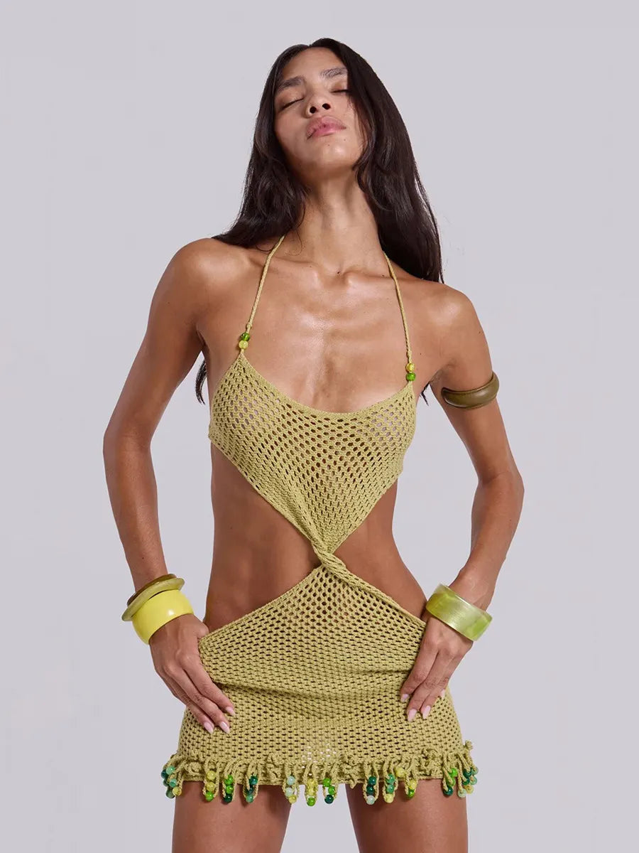 Perla Resort-style Knitted Beach Cover-up Dress