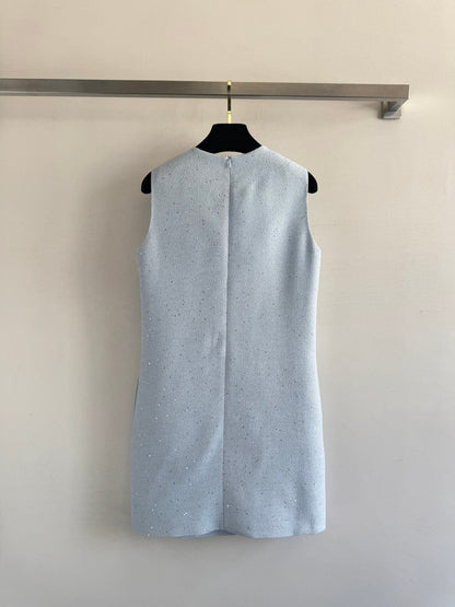 CC Sleeveless Dress Light Blue Viscose Silk Wool 352987