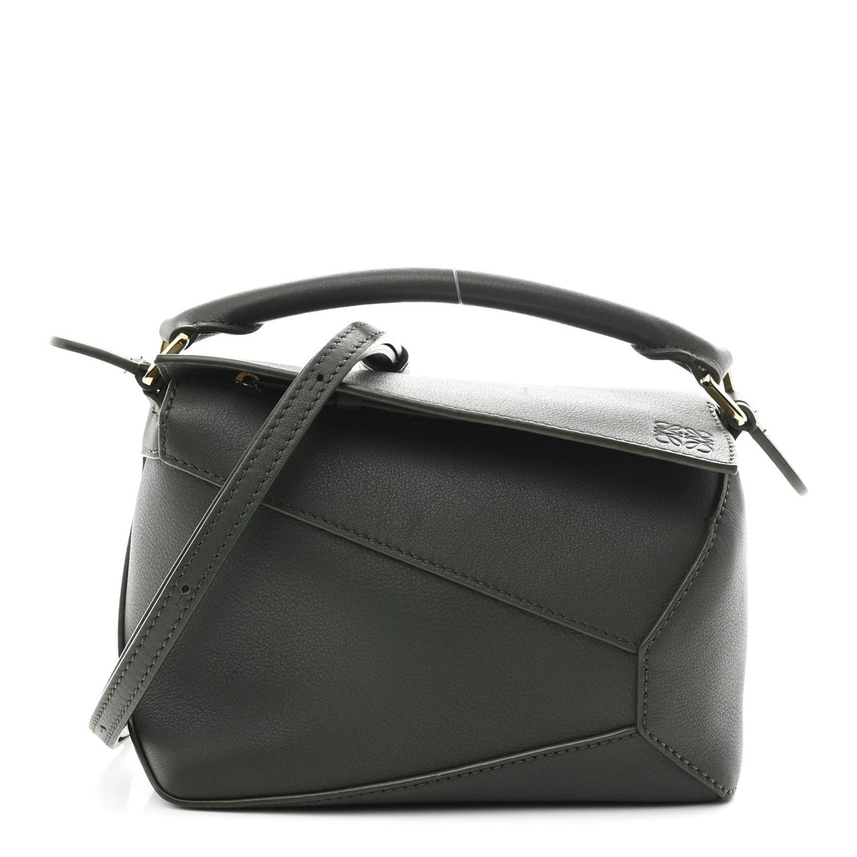 Calfskin Mini Puzzle Edge Bag Vintage Khaki
