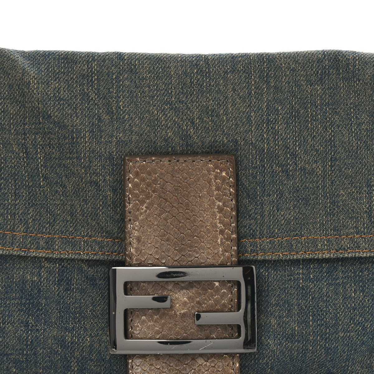 Denim Snakeskin Baguette Blue