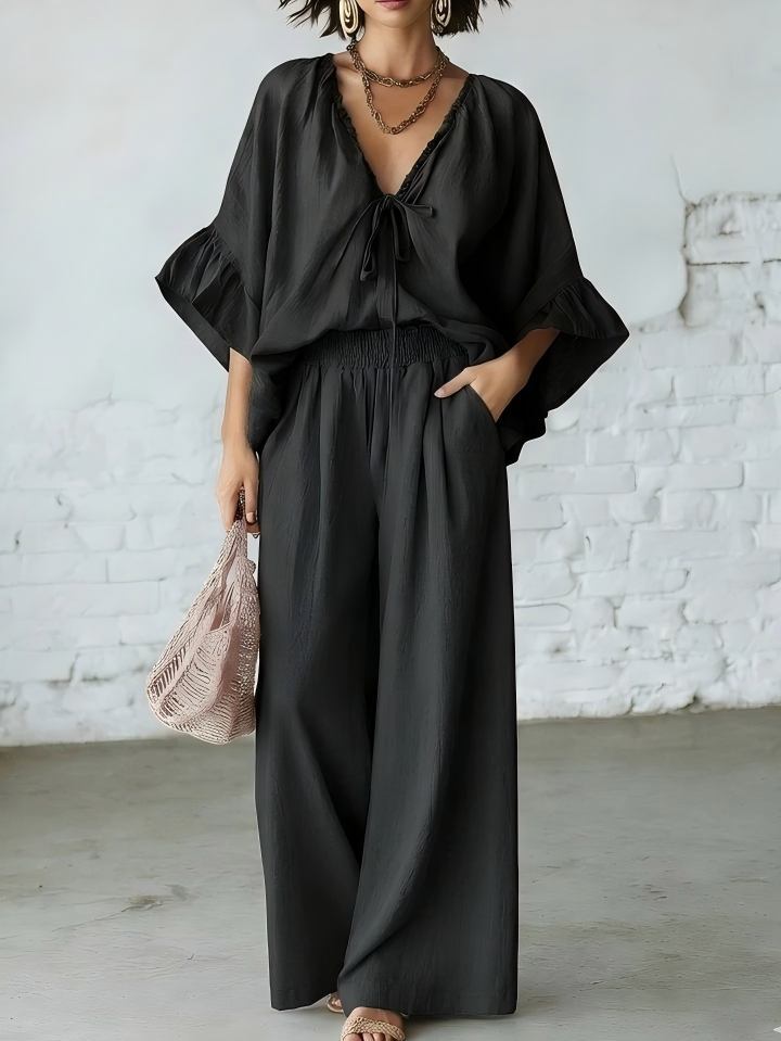 Linen Blend Vacation Two Piece Matching Set