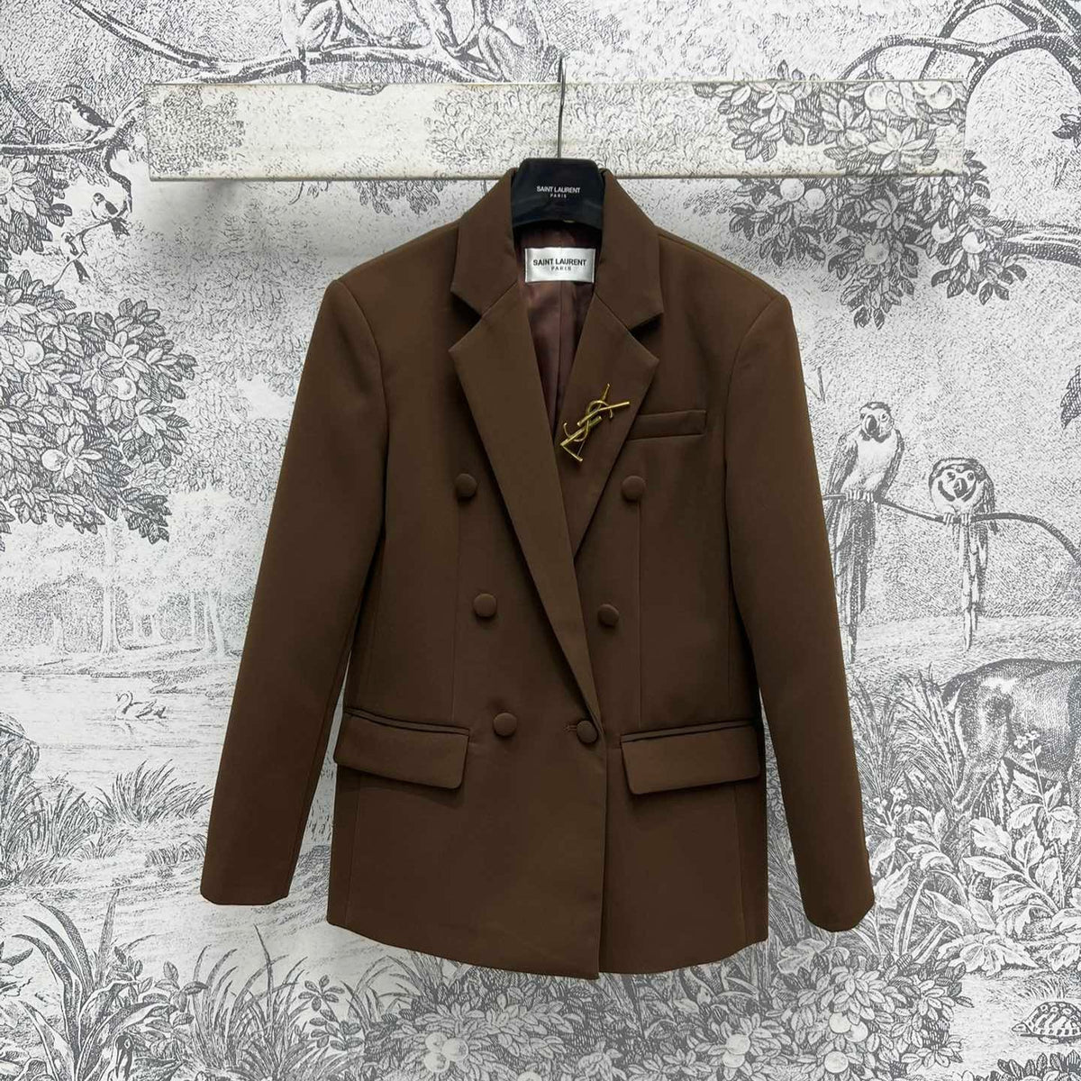 YSL 25 Suit Jacket Brown Wool Cotton