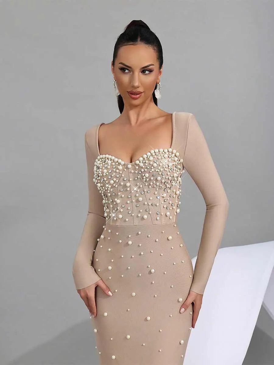 Julieta Pearl Diamond Maxi Dress