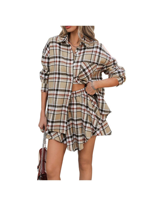 Crosa - Retro Plaid Outfit including Short Skirt &amp; Shirt