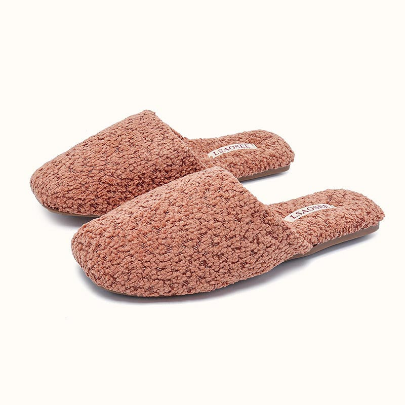 Simple Solid Color Soft Warm Plush Slippers