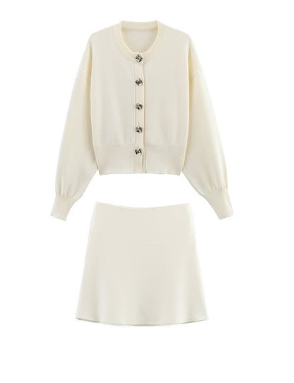 2-Piece Outfits Knit Crop Sweater Mini Skirt Set