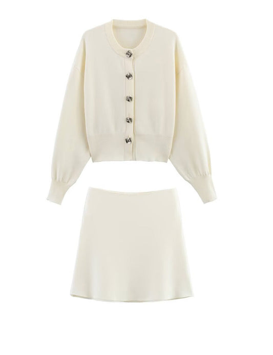 2-Piece Outfits Knit Crop Sweater Mini Skirt Set