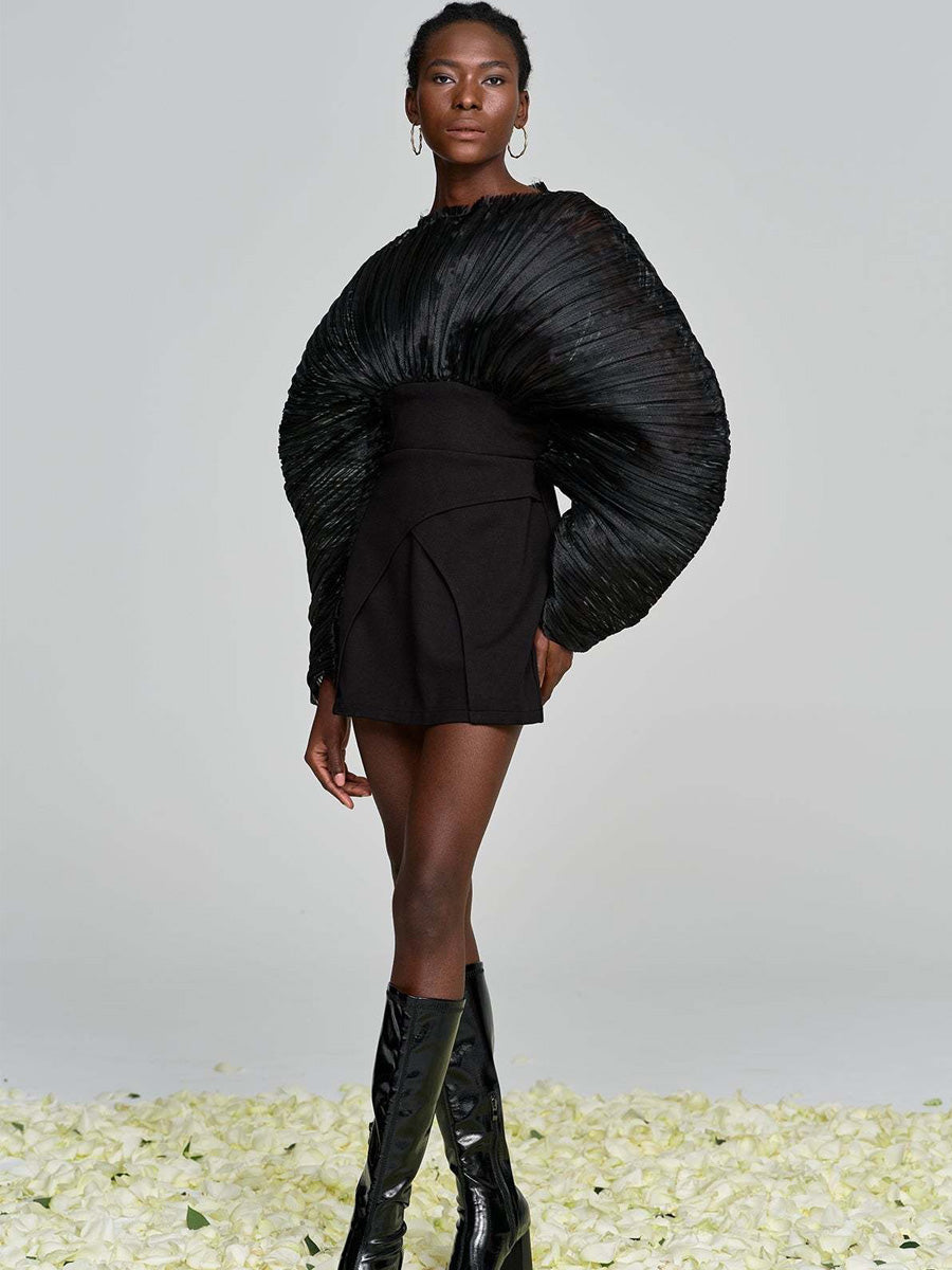 Kalina Mesh Ruch Mini Dress