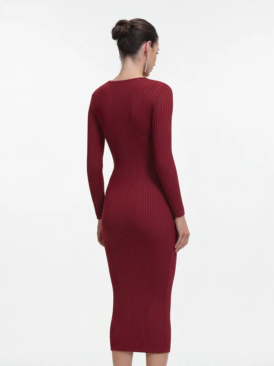 Esperanza Long Sleeve Cutout Knit Maxi Dress