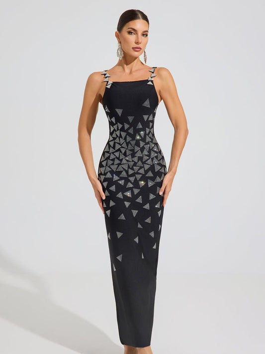 Charlotte Geometric Embellished Maxi Dress