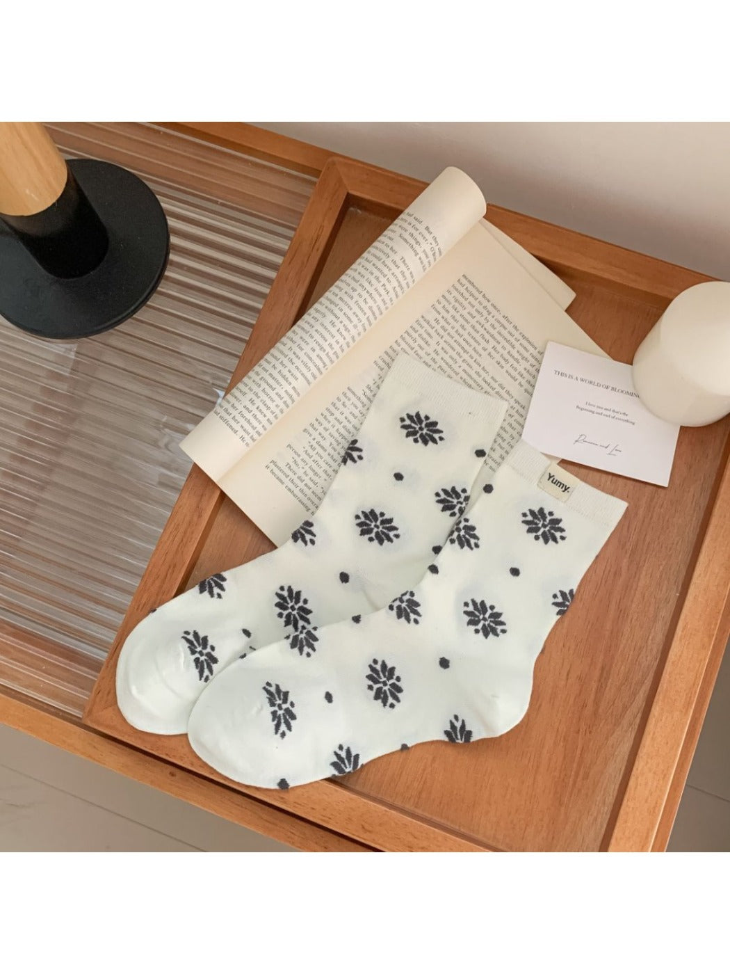 Rufia - Mid-Calf Winter Socks with Snowflake &amp; Dots Patterns