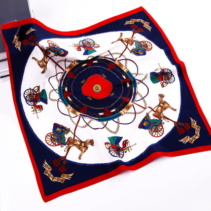 Scarvii - Vintage Carriage Print Square Twill Scarf