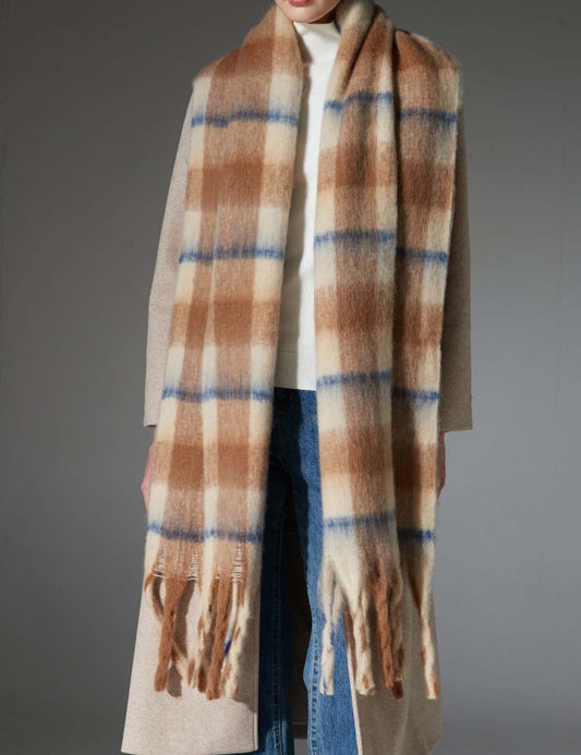 Trendy Winter Tassel Plaid Shawl Soft Scarf