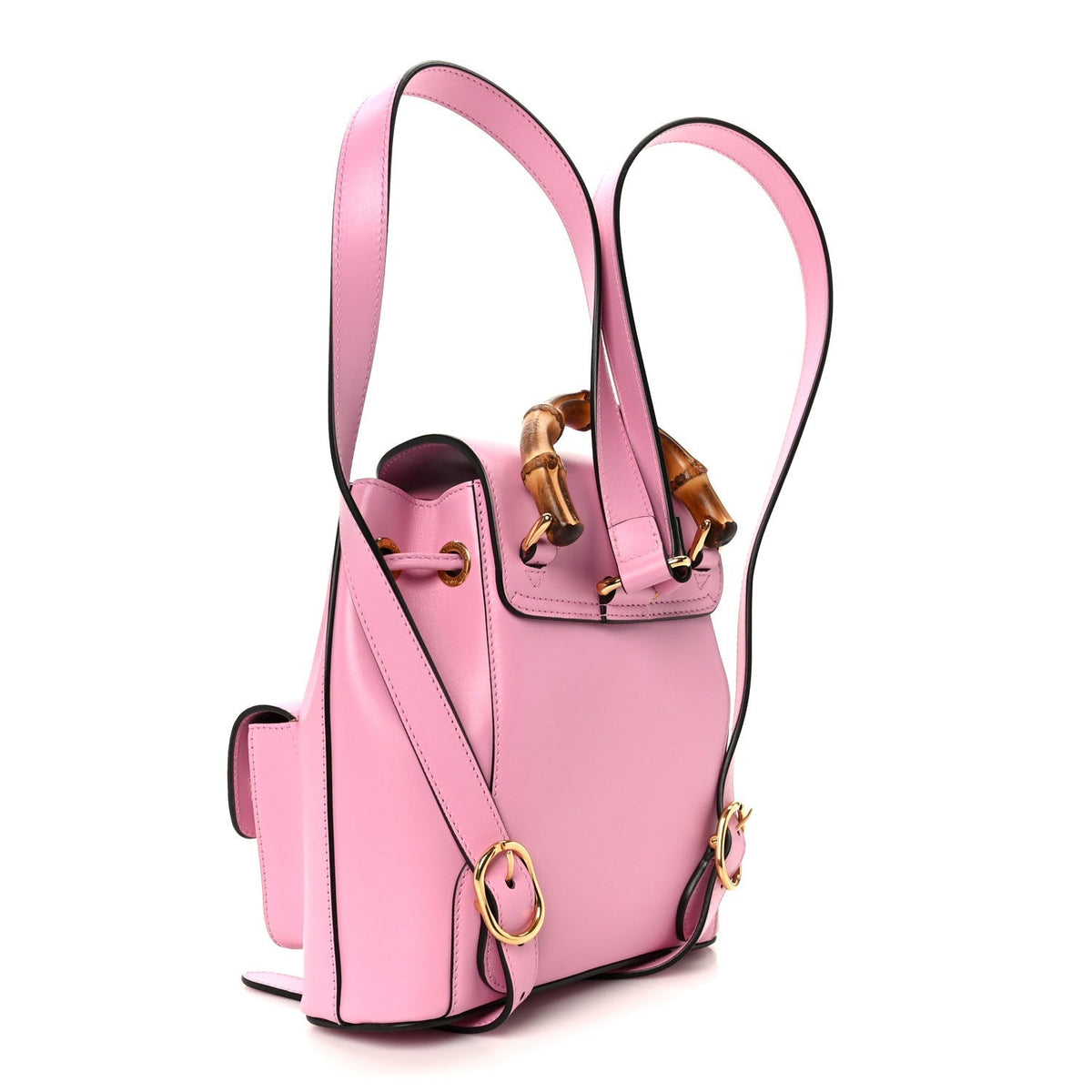Calfskin Bamboo Backpack Glossy Pink