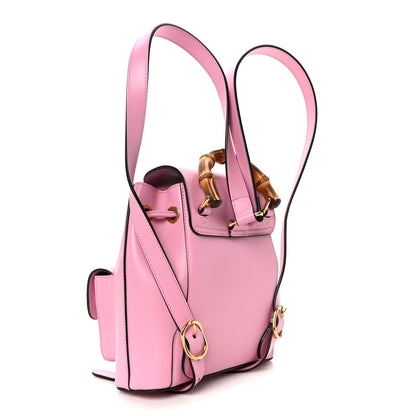 Calfskin Bamboo Backpack Glossy Pink