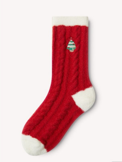 Rufia - Red &amp; White Christmas Vibe Mid-Calf Socks