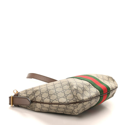 GG Supreme Monogram Web Small Ophidia Half Moon Hobo Brown