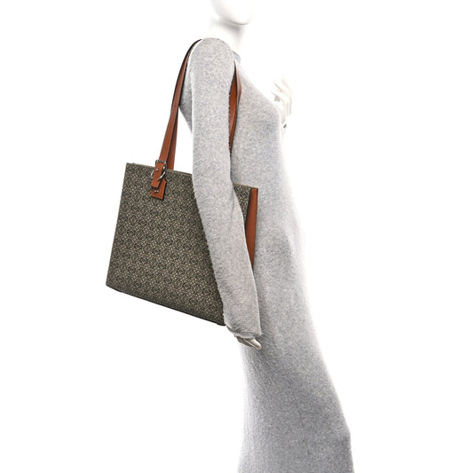 Jacquard Anagram Calfskin Buckle Tote Green