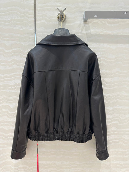 YSL Double Pocket Silhouette Jacket Black Lambskin