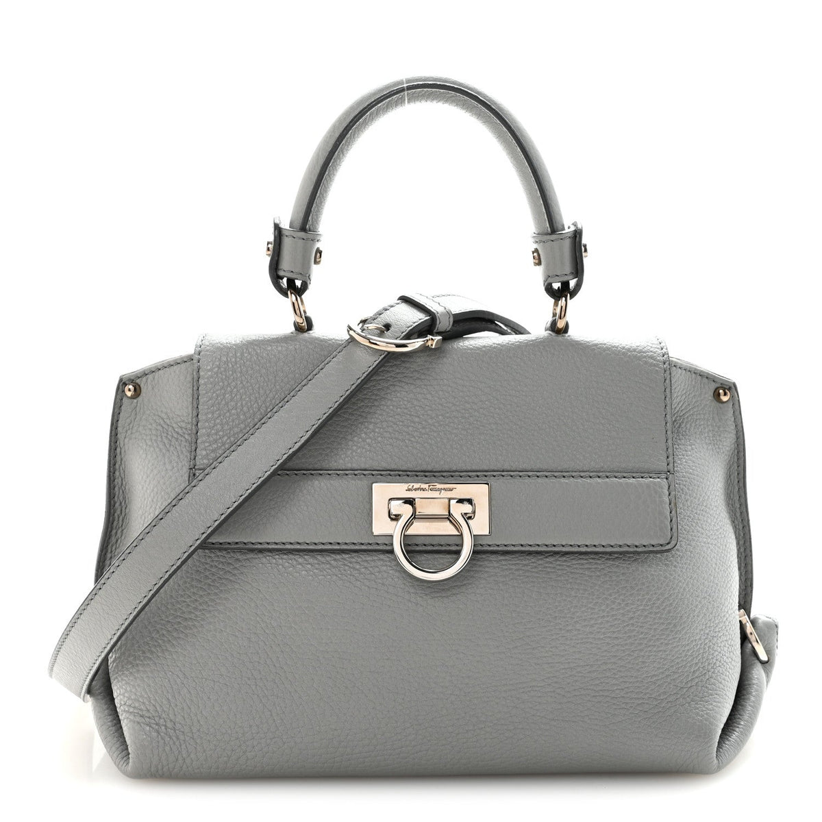 Grained Calfskin Sofia Satchel Grey