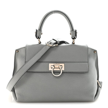 Grained Calfskin Sofia Satchel Grey