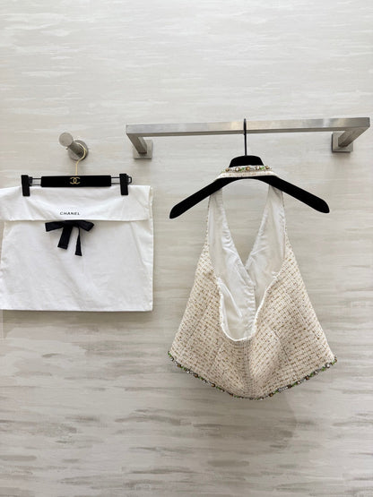 CC 26s Halter Vest White Tweed