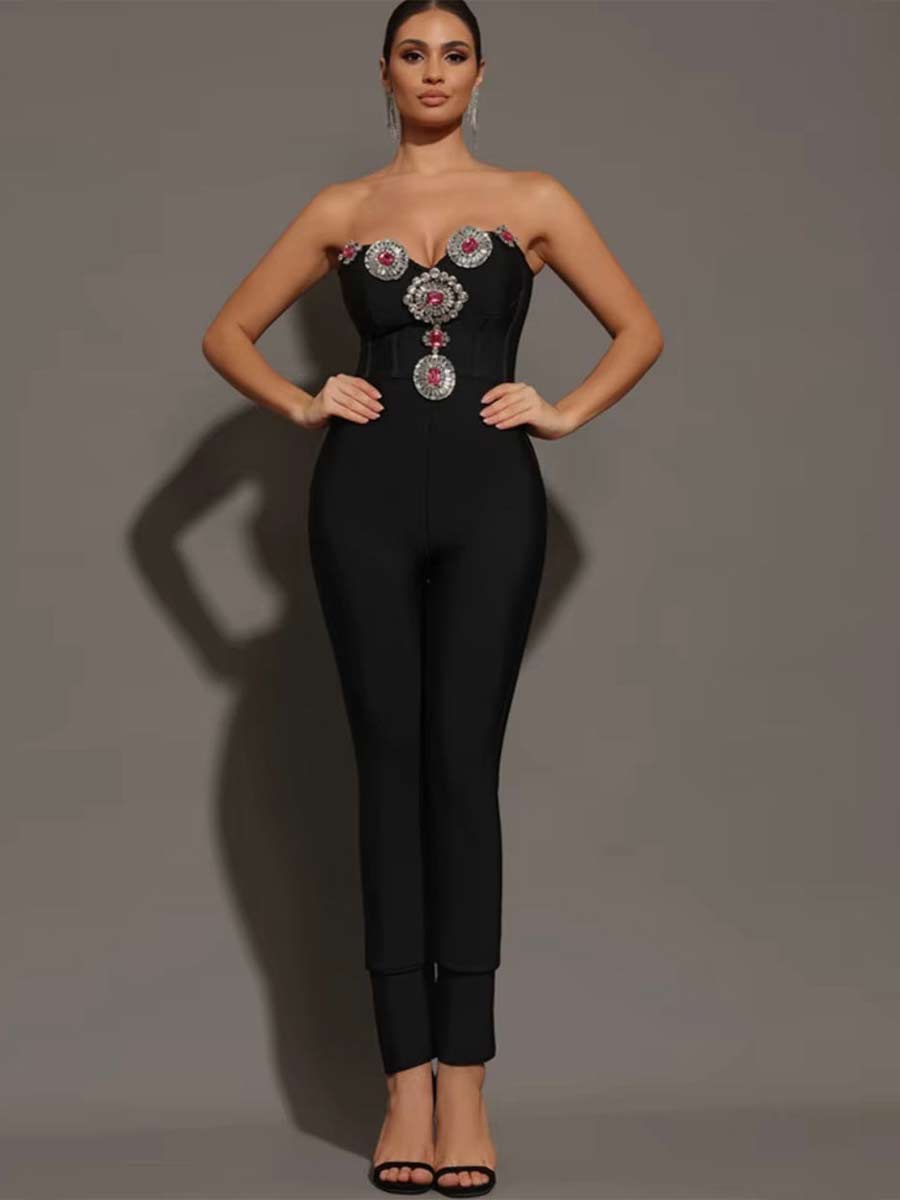 Carina Sparkling Diamond Sexy Jumpsuit