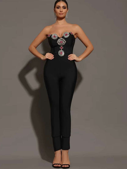 Carina Sparkling Diamond Sexy Jumpsuit