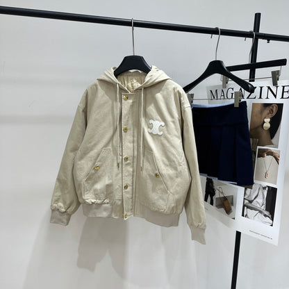 Celine 25 Arc de Trimophe Hooded Jacket Cotton Fabric 320787