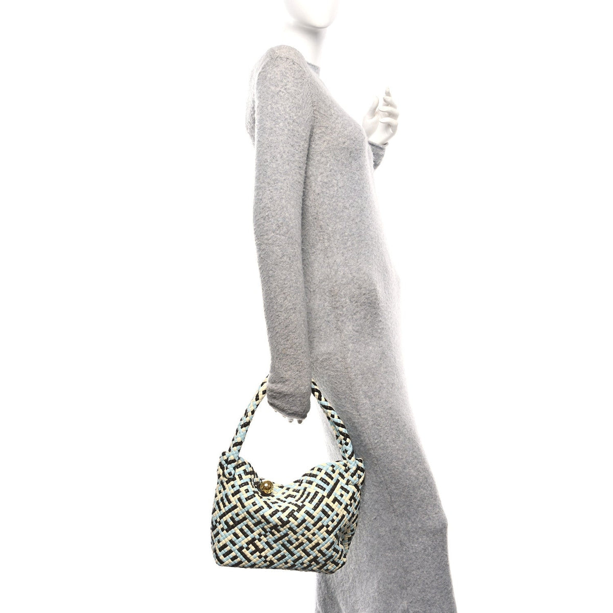 Calfskin Intreccio Tricolor Tosca Shoulder Bag Bitter Chocolate Zest Washed Topazio