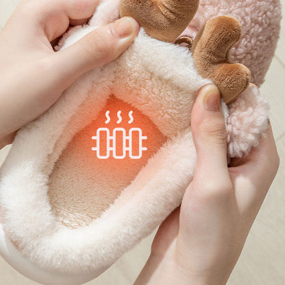 Cute Reindeer Warm Plush Outdoor Slippers