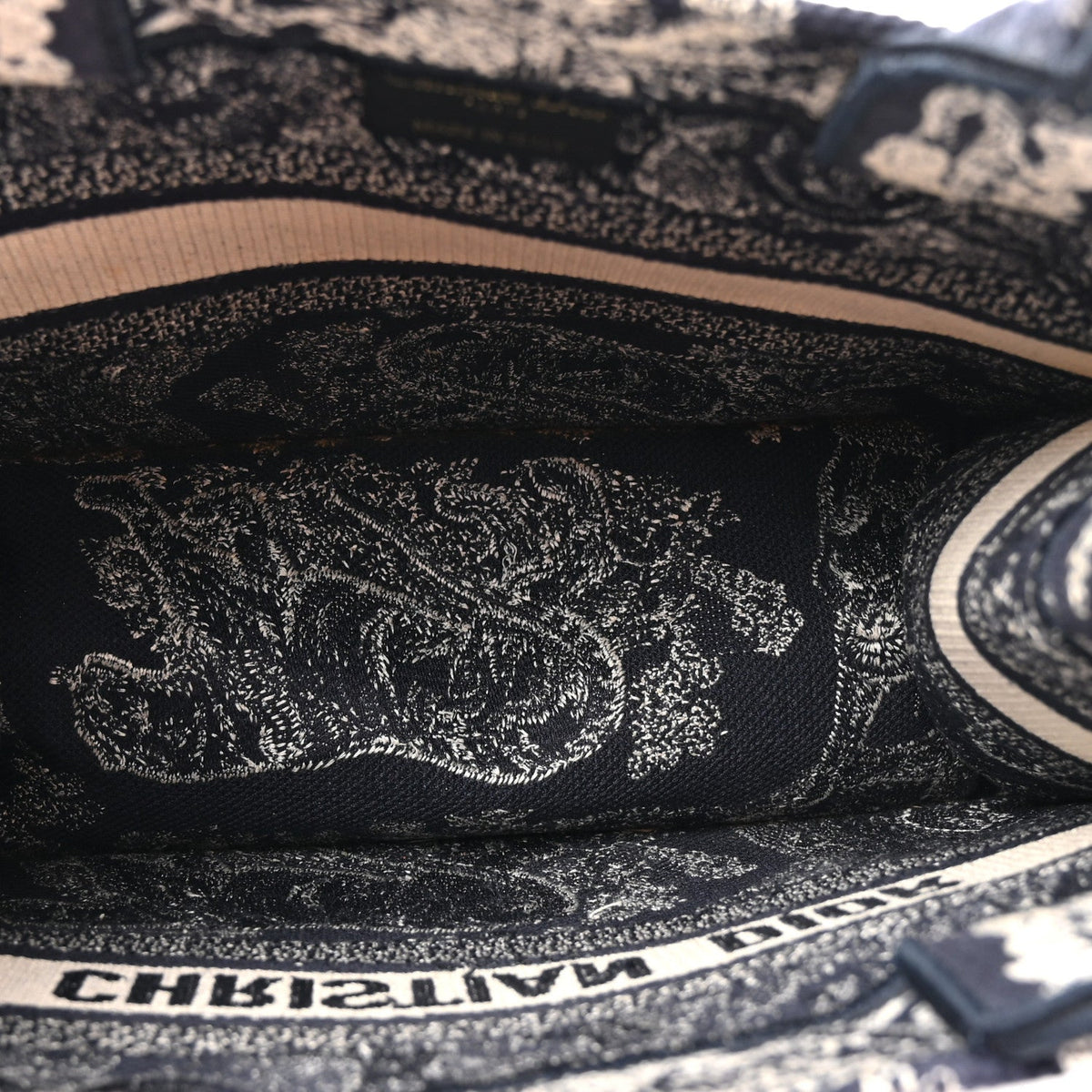Calfskin Dioriviera Toile De Jouy Small Book Tote With Strap Blue Multicolor