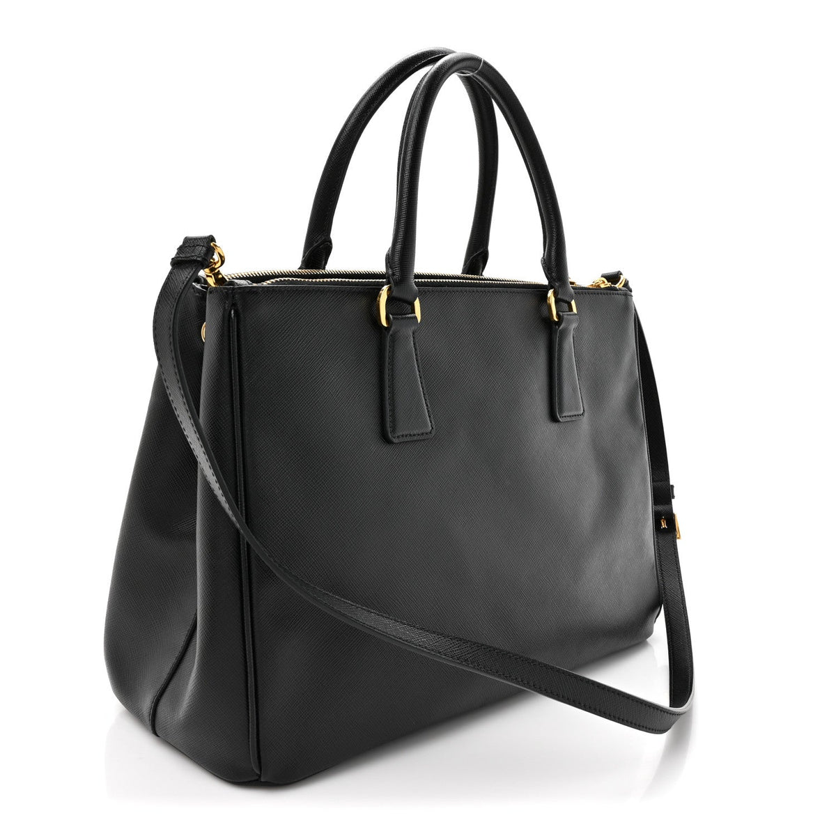 Saffiano Medium Galleria Double Zip Tote Black