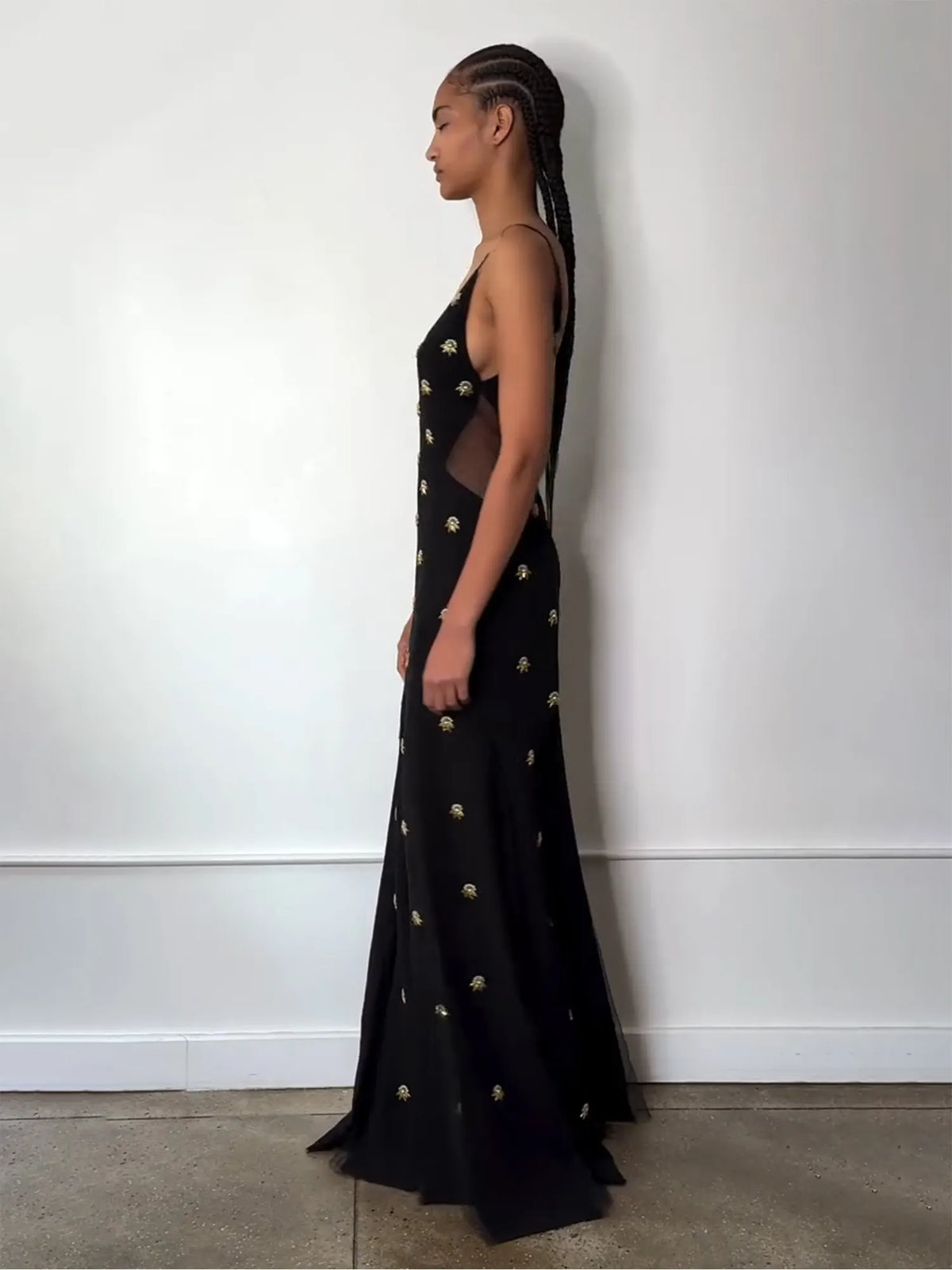 Bianca Beaded Cut-Out Spaghetti Strap Maxi Dress