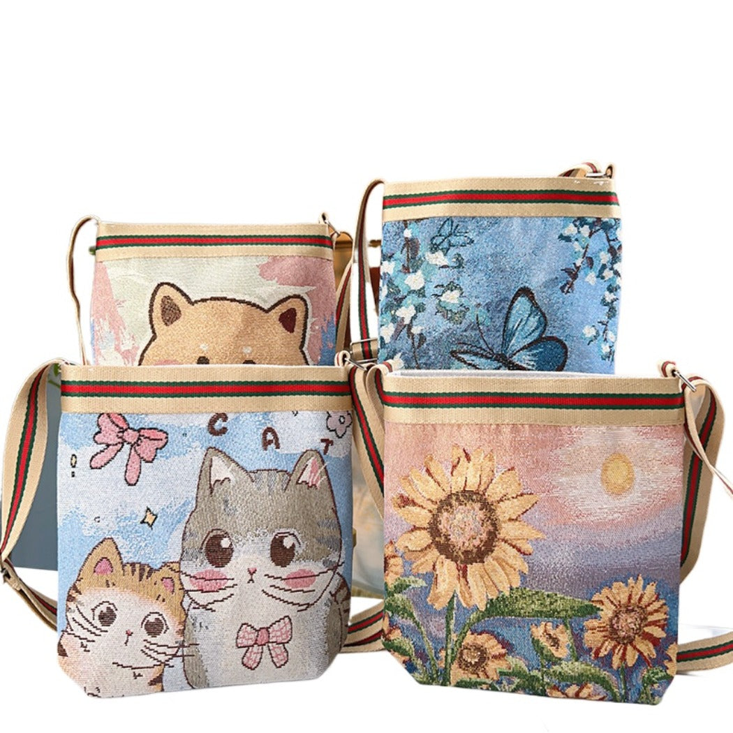 Cosbai - Cute Cartoon Crossbody Bag With Zipper
