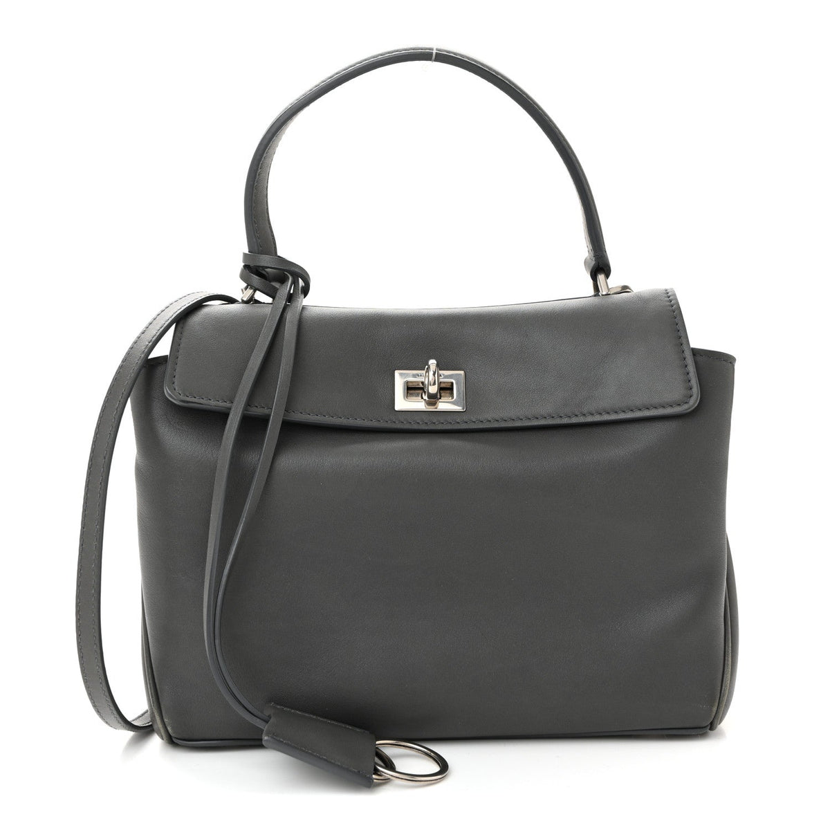 Natural Smooth Calfskin Mini Rodeo Top Handle Handbag Grey