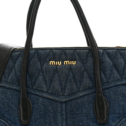 Denim Matelasse Biker Tote Avio