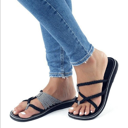 Europe And The United States Beach Toe Flat Slippers Women'S Shoes