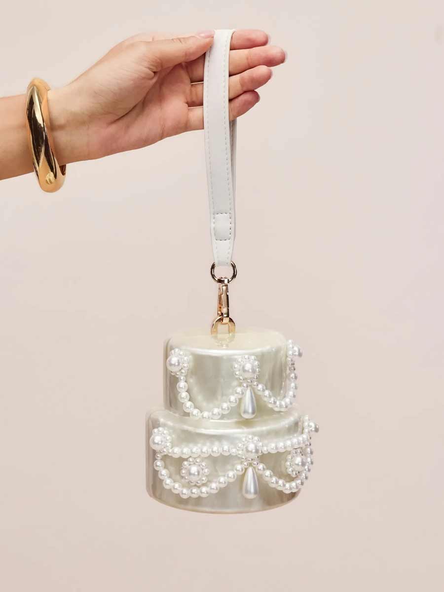 Delaney Pearl Embellished Cake Clutch