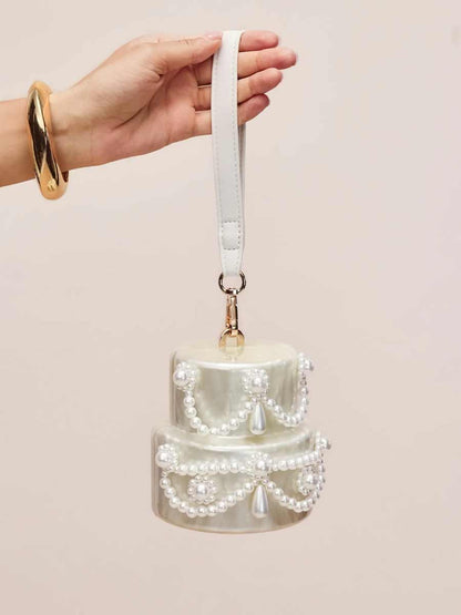 Delaney Pearl Embellished Cake Clutch