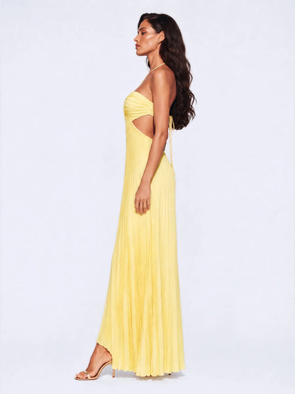 Felicity Cut Out Pleated Halter Maxi Dress