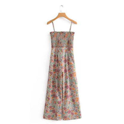 Bohemian Summer Stretch Print Jumpsuit Casual Pants