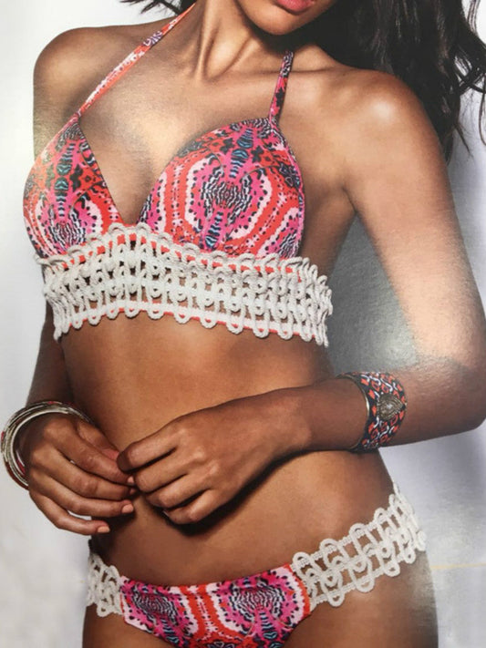 Fashion Sexy Printed Lace Split Beach Bathing Suit