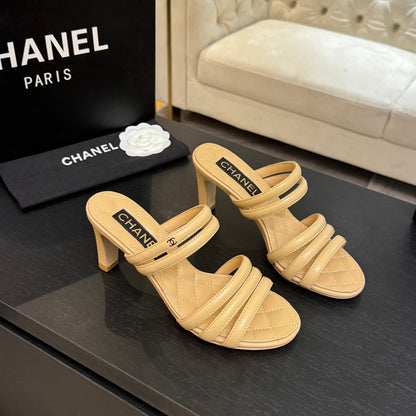 CC 26C Double C Strap Sandals Beige Sheepskin