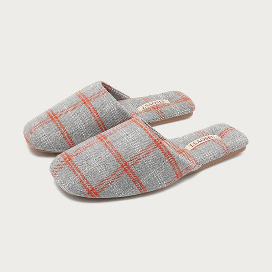Color Block Plaid Cozy Indoor Slippers
