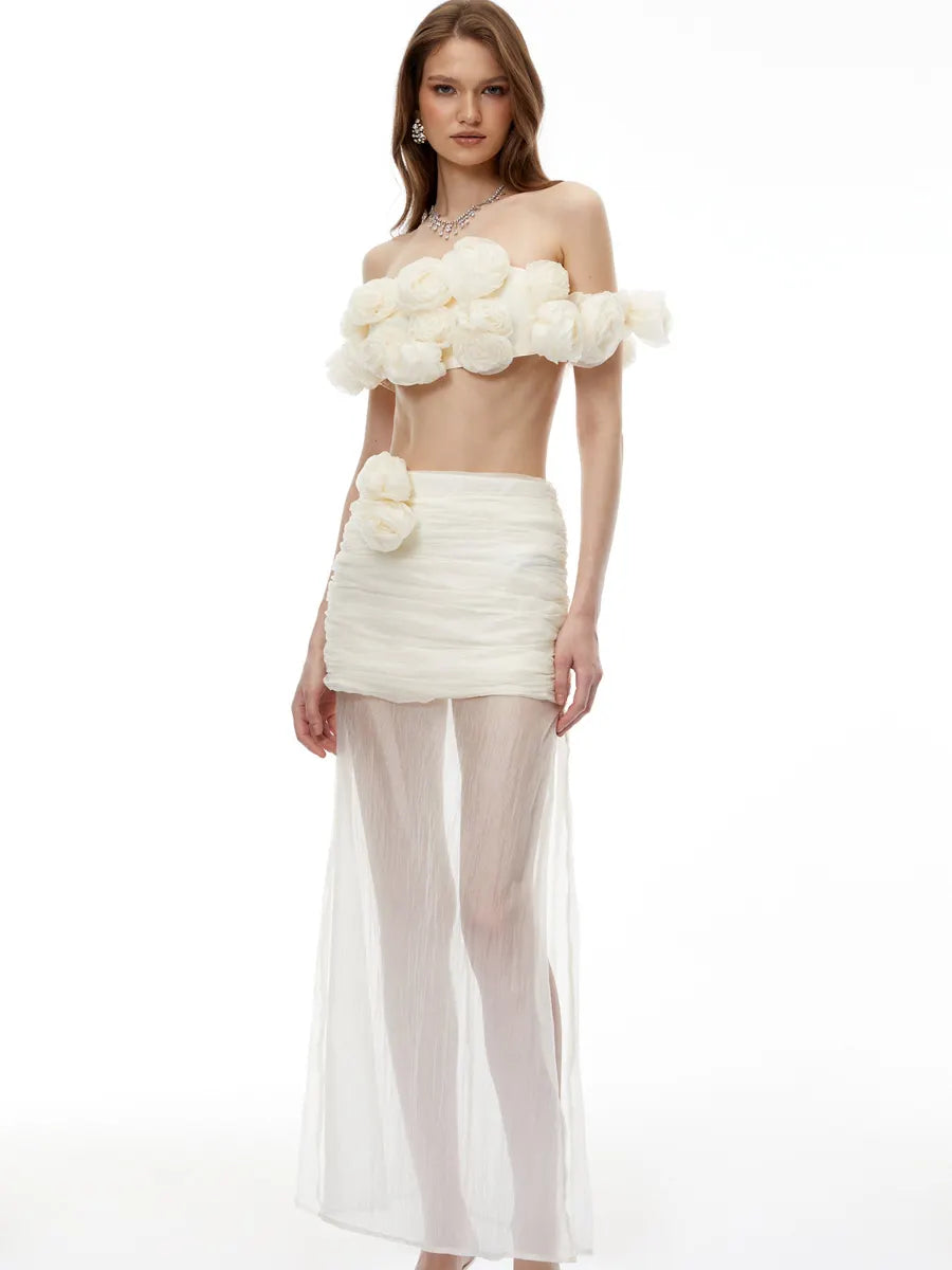 Liana 3D Floral Strapless Two Piece Set