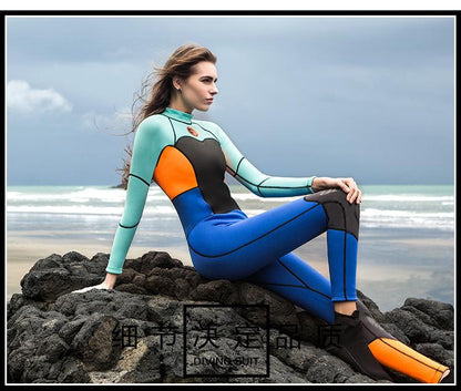 Diving Suit Women'S One-Piece Surfing Suit Wet Warm Snorkeling Suit Sunscreen Swimming.