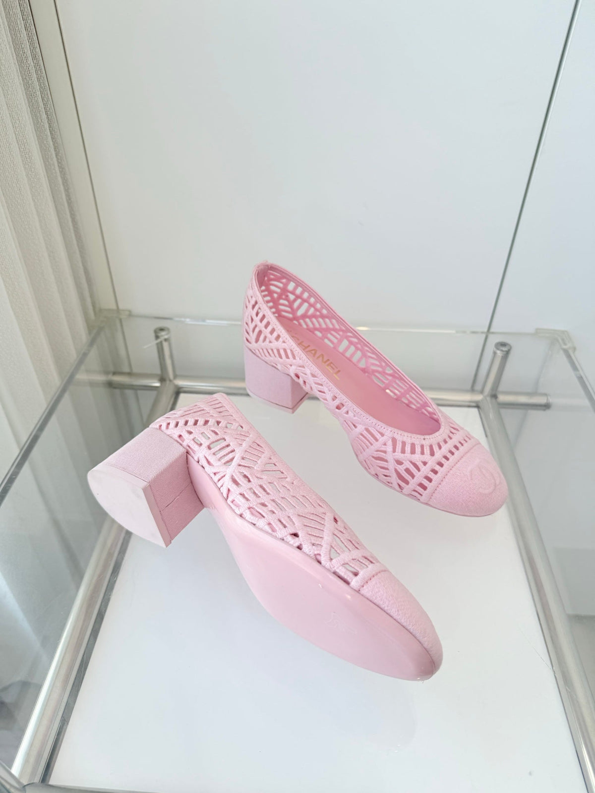 Chanel 26 Ladies 50 Ballet Flats Pink in Fabric 597341